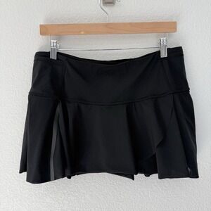 Lululemon Hit Your Stride Skirt Womens 10 Black Reflective Tennis Racquetball